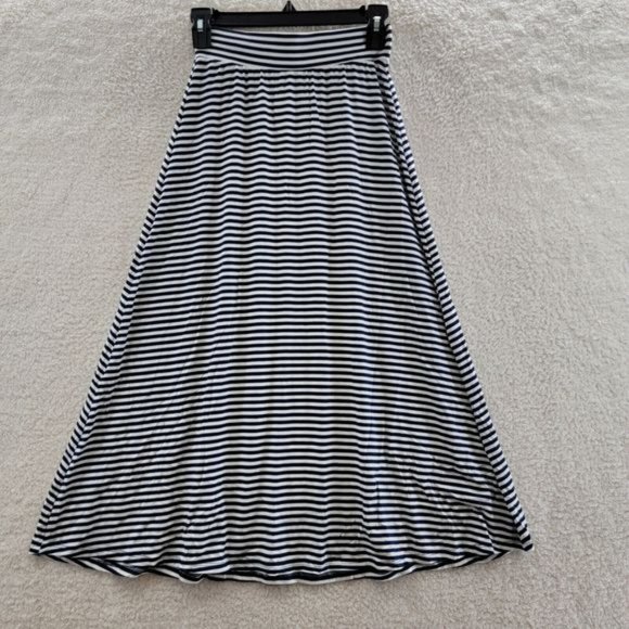 Cat & Jack Maxi Flare Skirt L Navy Blue/White Stripe Elastic Waist Pull On - Picture 1 of 10